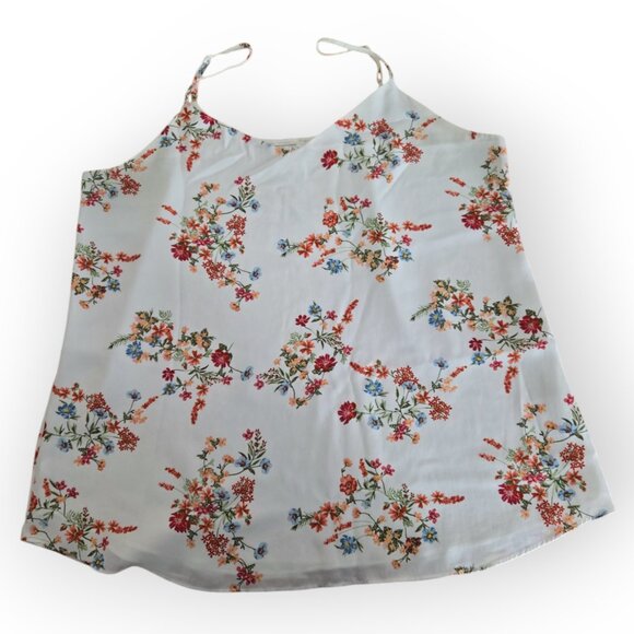 Hippie Rose White Floral Print Spaghetti Strap Chiffon Top XL - Picture 4 of 6